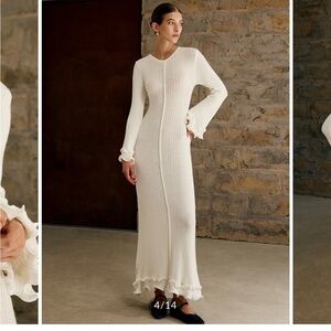 Commense White Long Sleeve Knit Dress